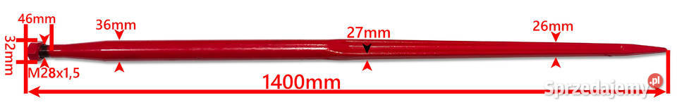 8x Ząb Ładowacza Prosty 1400 mm Chwytaka Pozostałe Solec Kujawski