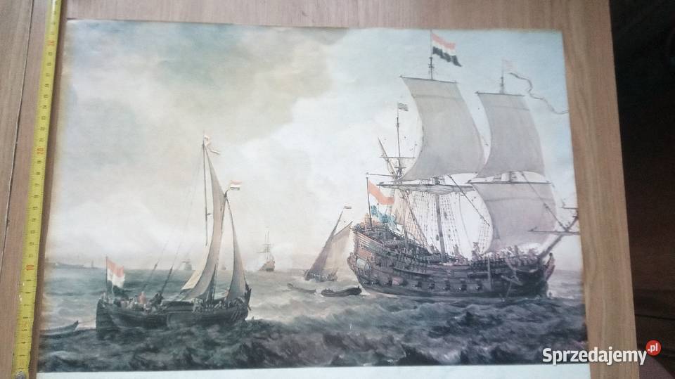 Plakat z okrętem wojennym z lat PRL Warszawa sprzedam