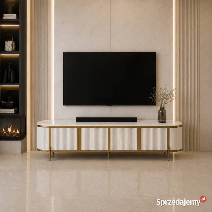 Komoda RTV złota kremowa Omega Glamour Premium Golkowice