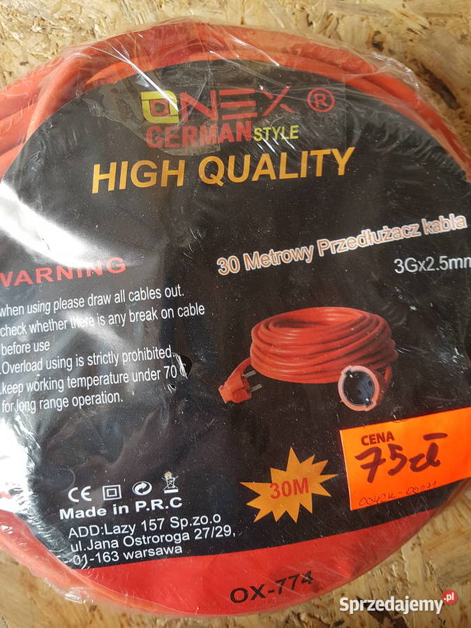 PRZEDŁUŻACZ OGRODOWY GRUBY BUDOWLANY 30M 3x25mm