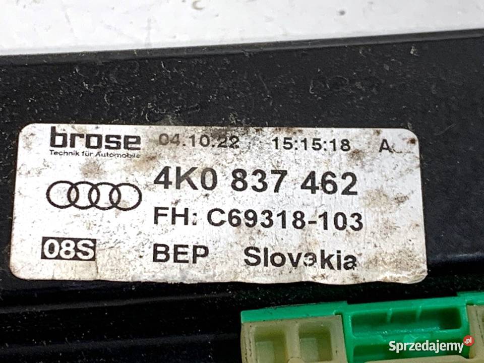 PODNOŚNIK SZYBY PRAWY PRZÓD AUDI A6 C8 4K0837462 osobowe Mechanizmy opuszczania szyb