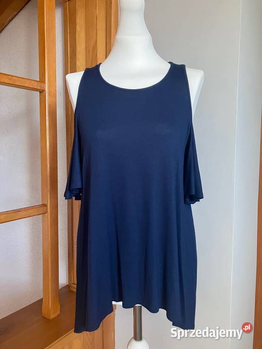 Nowa piękna granatowa bluzka Soprano USA wiskoza krótki Nisko