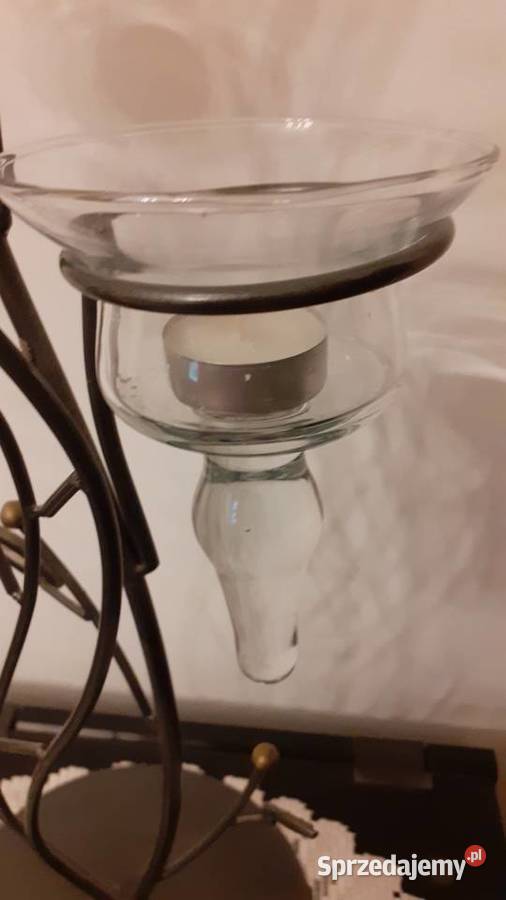 Świecznik metal i szkło Szczecin