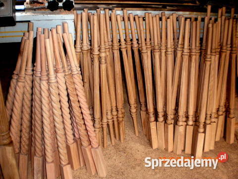 Tralki drewniane toczone DREWNO CHROM METAL Schody wewnętrzne Lubań