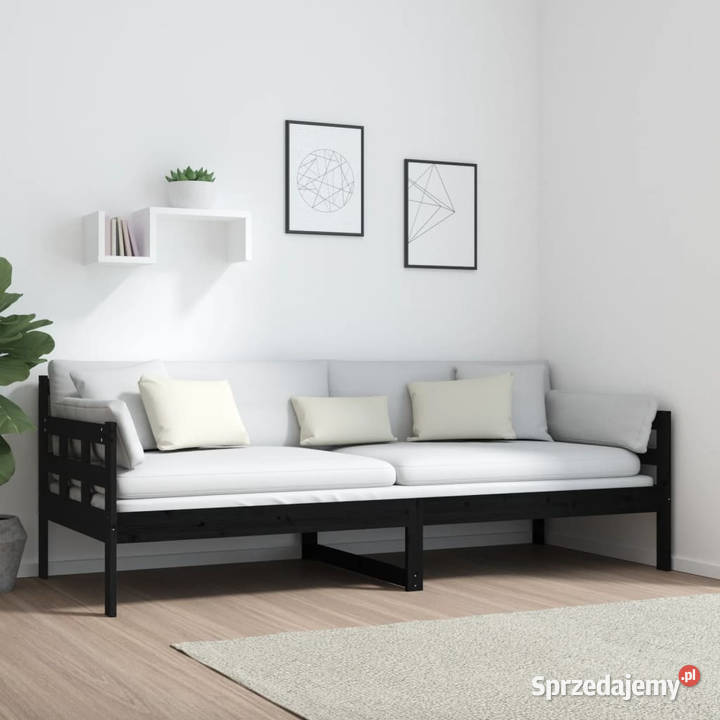 Łóżko dzienne czarne lite drewno sosnowe 80x200 Warszawa