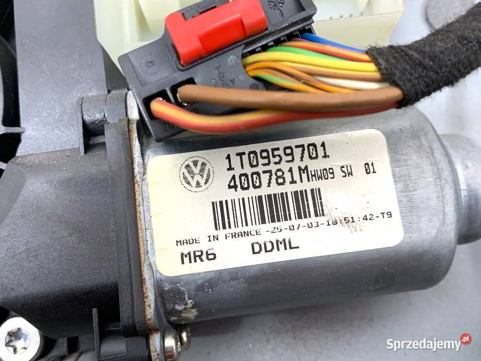 PODNOŚNIK SZYBY LEWY PRZÓD VW TOURAN 1T0959701 osobowe podkarpackie