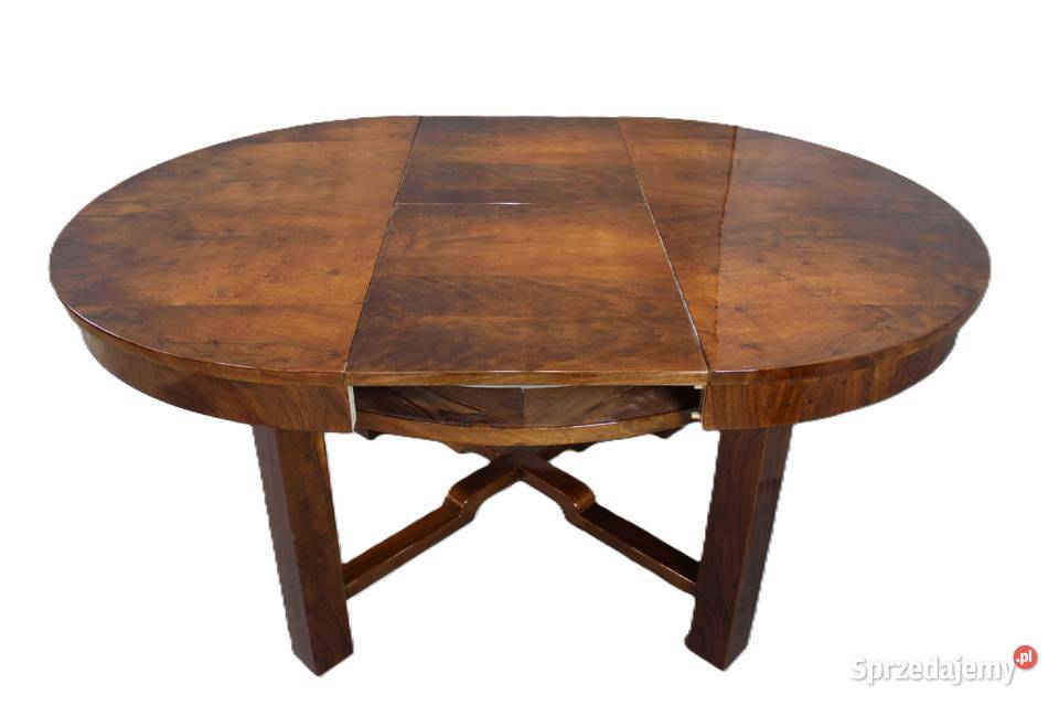 Okrągły stół Art Deco w orzechu renowacji Bydgoszcz sprzedam