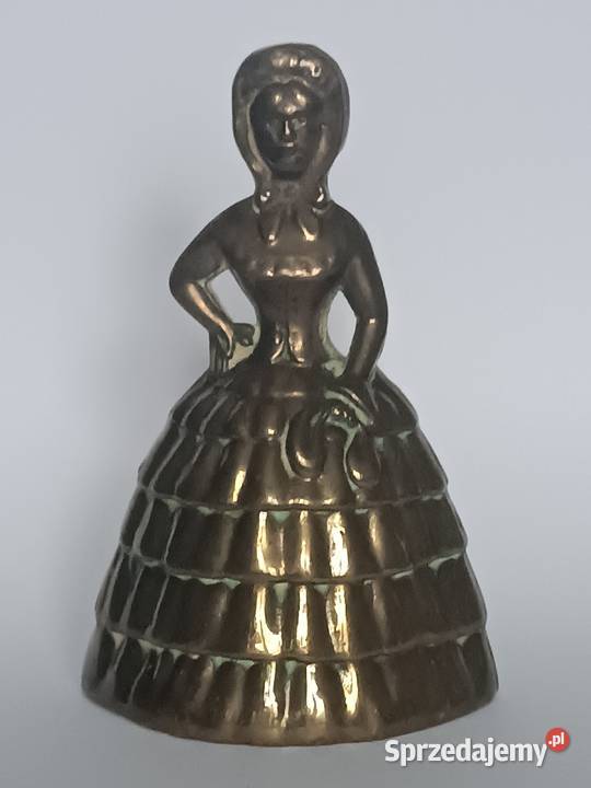 Mosiężny dzwonek w kształcie damy figurka retro sprzedam