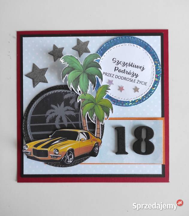 Kartka ręcznie robiona na 18te urodziny Łódź sprzedam