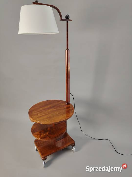Lampa stojąca art deco renowacji orzech lata 30 Zielonka