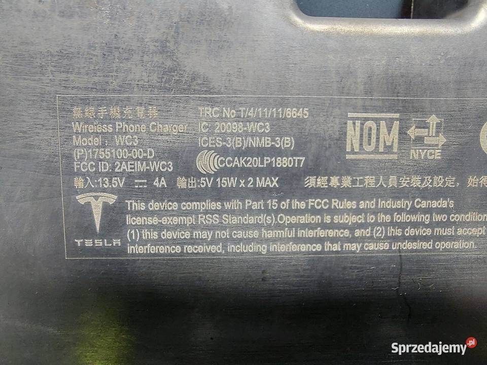 TESLA MODEL Y 2023r Ładowarka indukcja