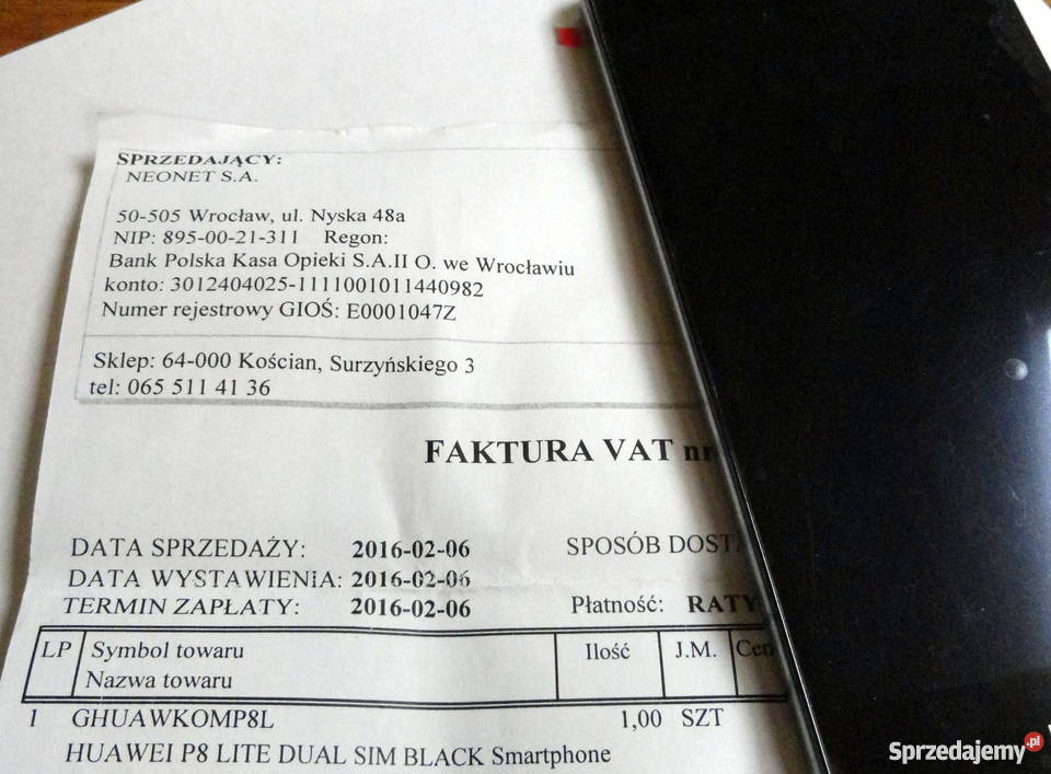 Huawei P8 Lite ALEL21 Zadbany GW Lombard Kościan standardowa wielkopolskie sprzedam