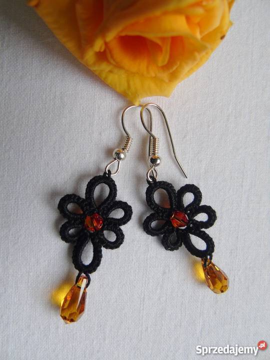 Kolczyki Frywolitkowe Wiśniowa