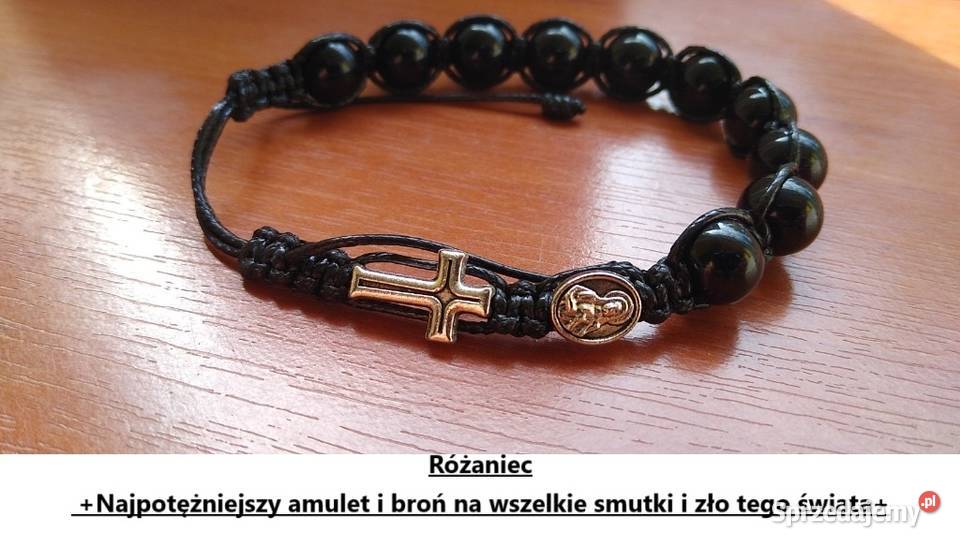Męski różaniecbransoletka na rękę z krzyżykiem i