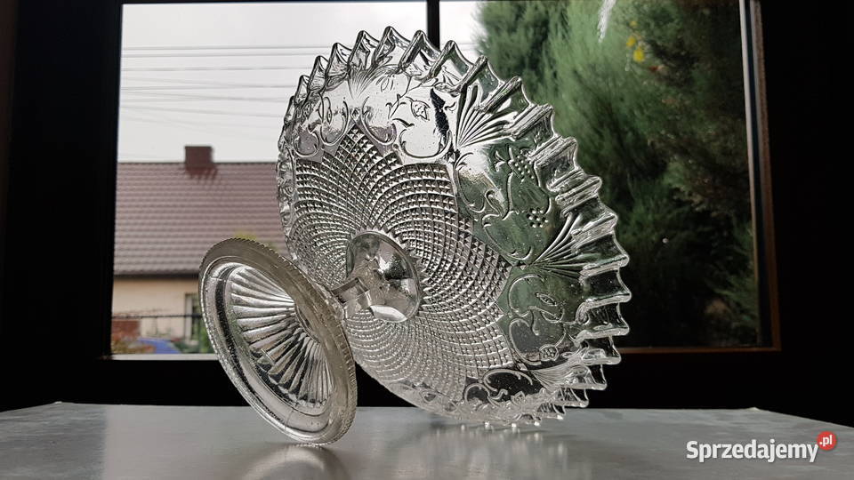 Stara patera owocarka z falbanką stare szkło Dąbrowa Górnicza
