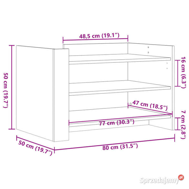 Stolik kawowy brązowy dąb 80x50x50 materiał Stoły Stoły
