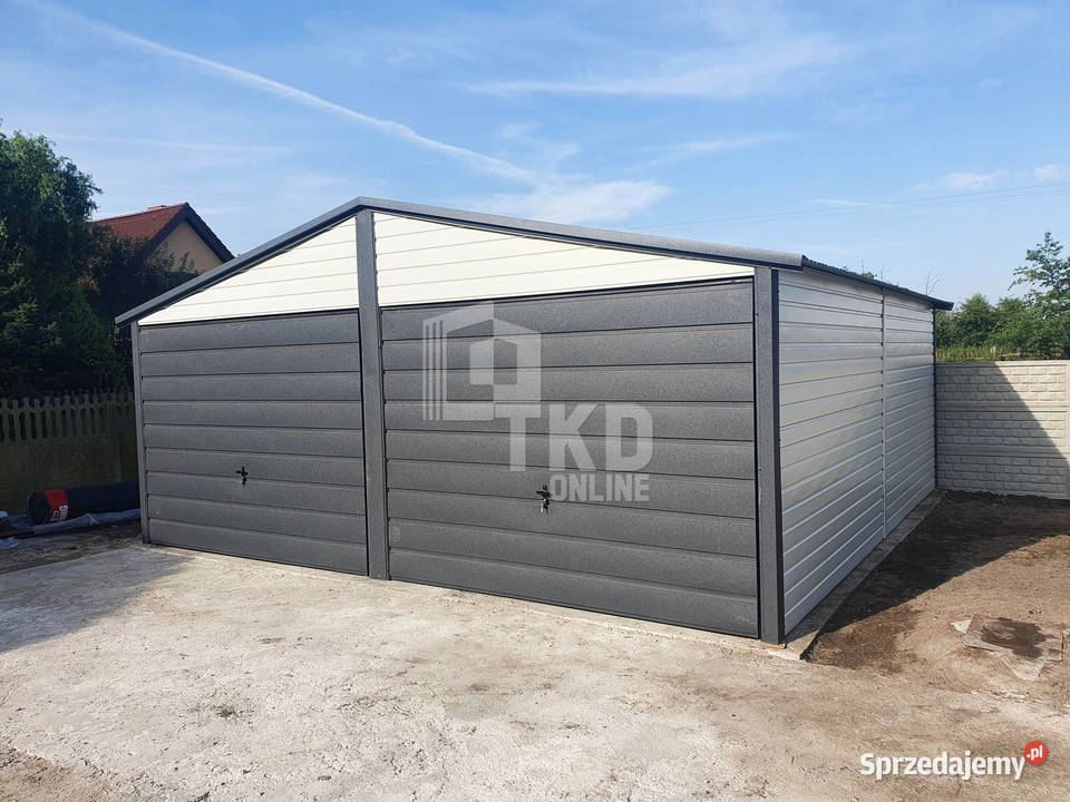 Garaż Blaszany 6x6 2x Brama Antracyt Biały TKD98