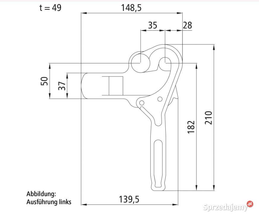 Zamknięcie wahadłowe 3821 prawe surowe Przysieka Polska