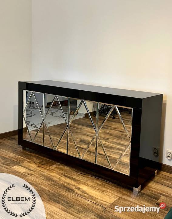 Szklana czarna komoda w stylu Glamour Warszawa sprzedam