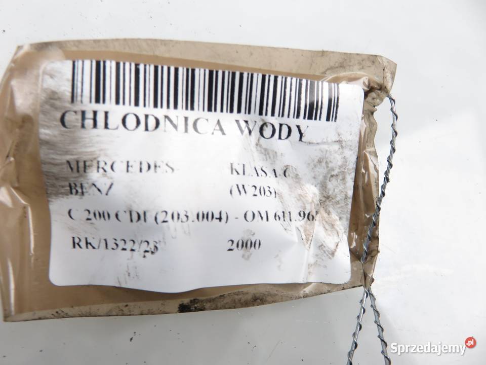 CHŁODNICA WODY MERCEDES KLASA C W203 C 200 CDI osobowe