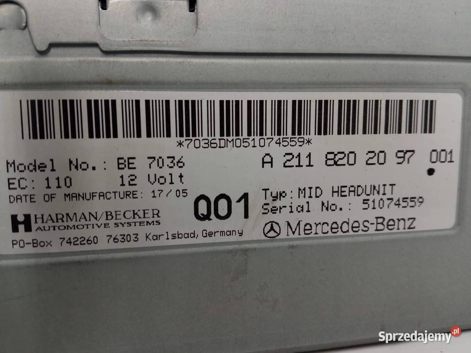 RADIO A2118202097 MercedesBenz Eklasa III
