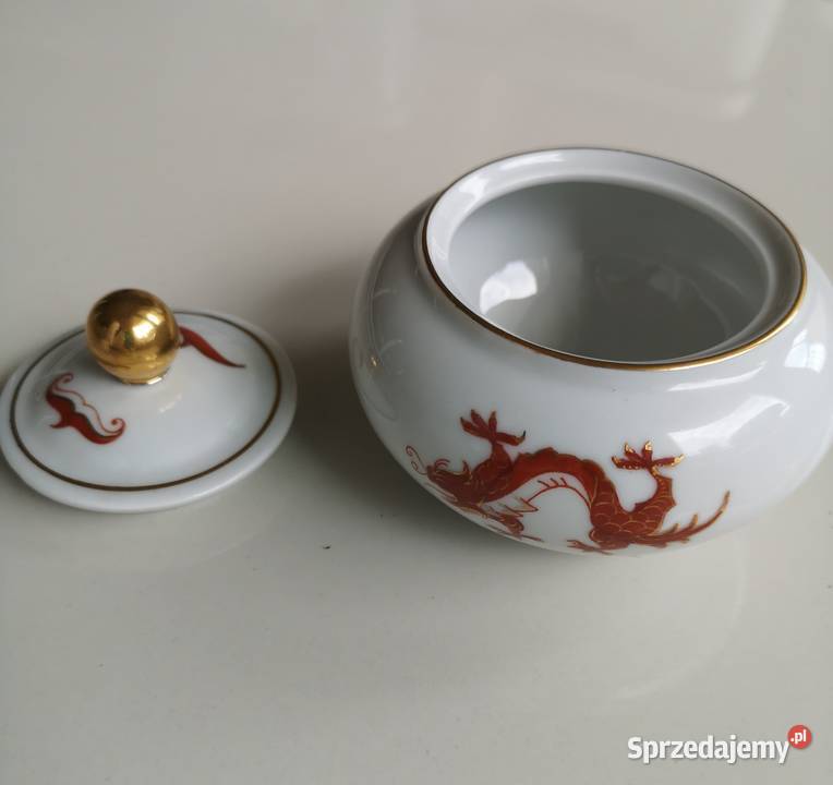 Cukiernica porcelanowa Czerwony Smok vintage Antyki, Sztuka, Kolekcje Toruń