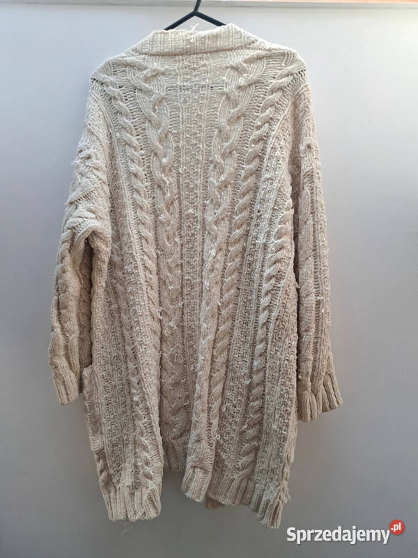 Kremowy kardigan Luv Lane S gruby splot Trąbki Wielkie
