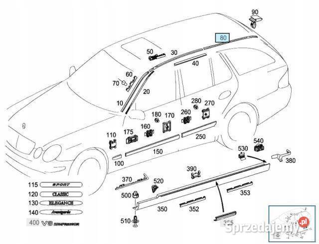 LISTWA DACHOWA DACHU PRAWY TYŁ MERCEDES W211