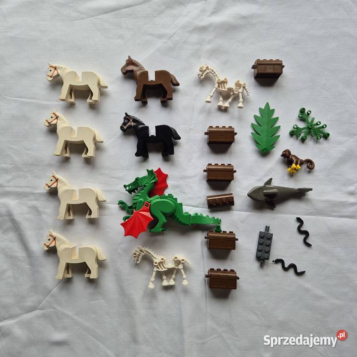 Klocki lego koniki smok skrzynie małpka itd
