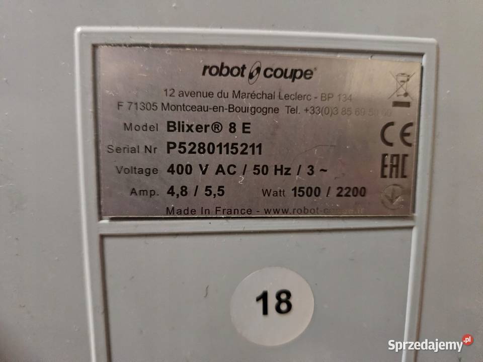 Robot Coupe Blixer 8 400 V 8 litrów TOP MODEL Góra