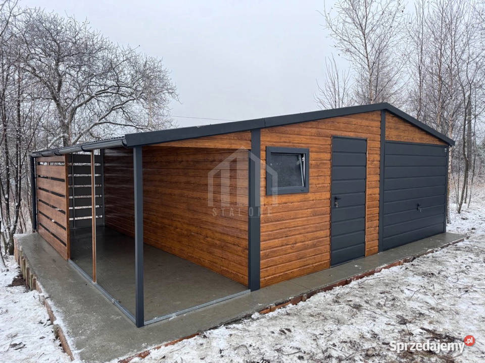 Garaż blaszany 6x6m wiata 2m brama uchylna drzwi Szczecin