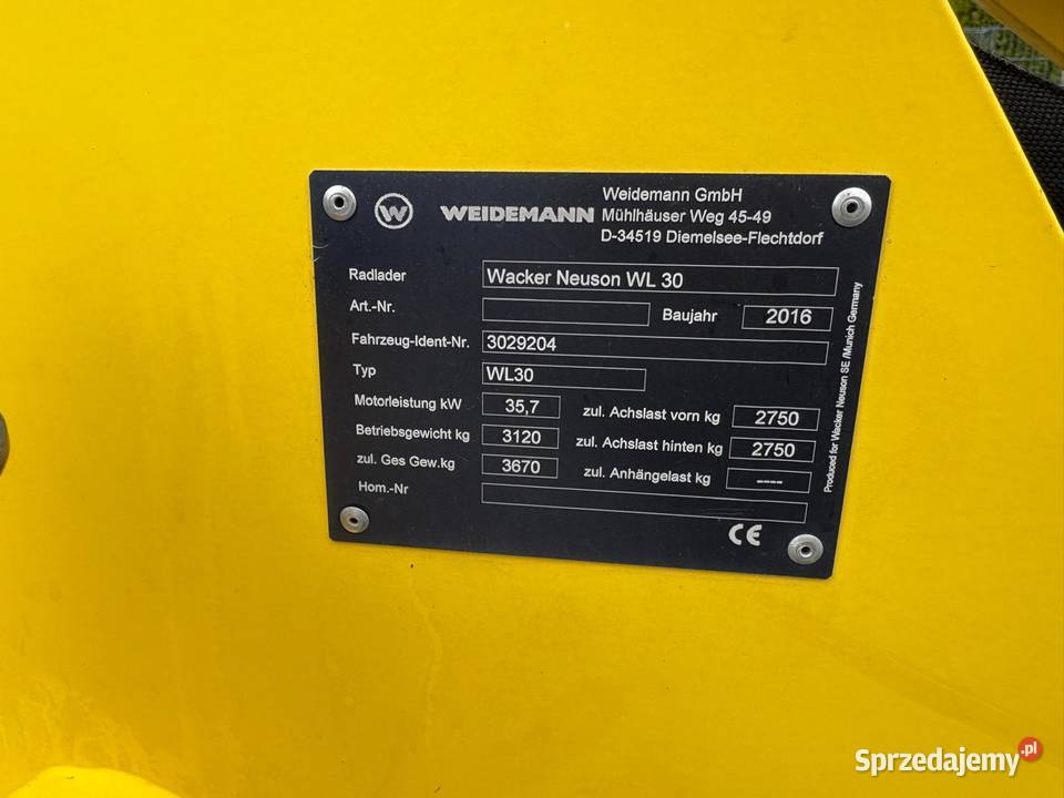 ładowarka wacker neuson WL 30 weidemann jcb Lębork sprzedam