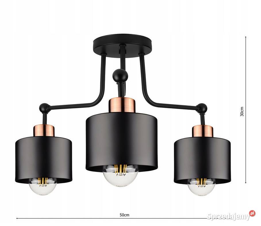 LAMPA SUFITOWA ŻYRANDOL PLAFON potrójna czarna Choroszcz sprzedam