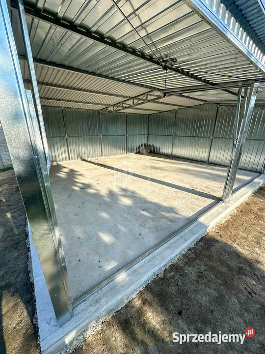 Garaż blaszany 6x6m 2x brama uchylna 2x okno