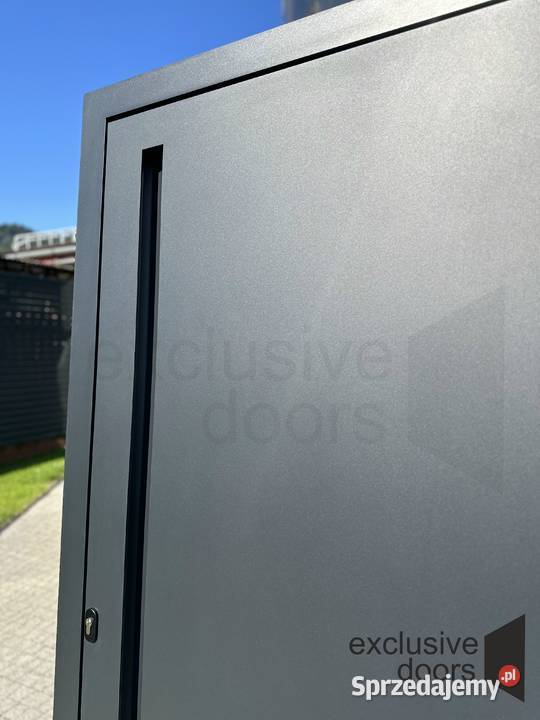Aluminiowe drzwi RAL 7021 Struktura Sterowane Nowy Sącz