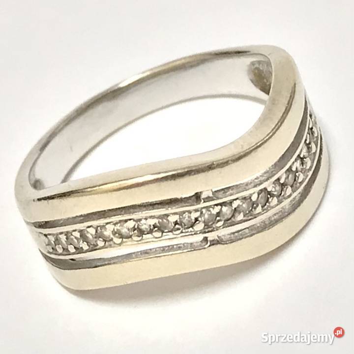 Złoty PIERŚCIONEK 14K BIAŁE złoto KAMIENIE cud złote Warszawa sprzedam