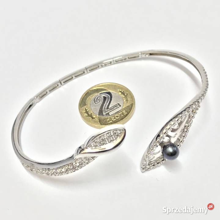 Złota BRANSOLETKA BIAŁE złoto i CZARNE perły mazowieckie sprzedam