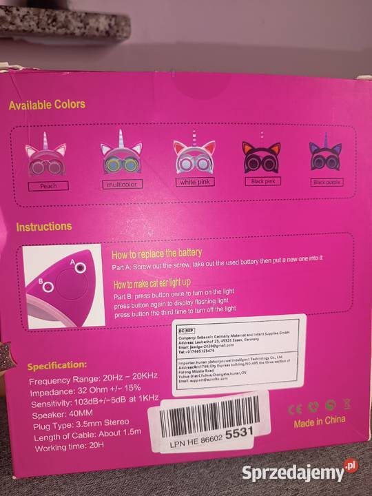 Słuchawki dzieci świecące śląskie