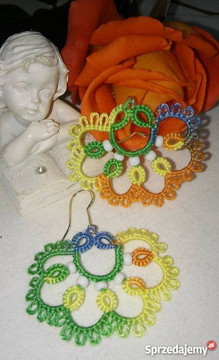 Kolczyki Frywolitkowe Wiśniowa