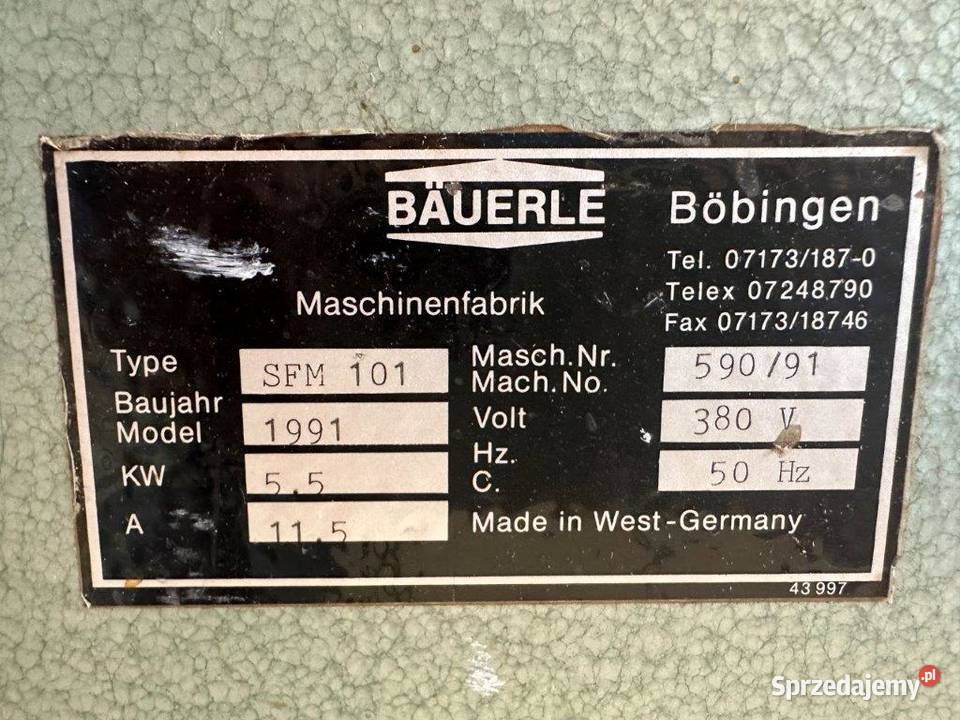 Frezarka Bauerle SFM 101 Wejherowo