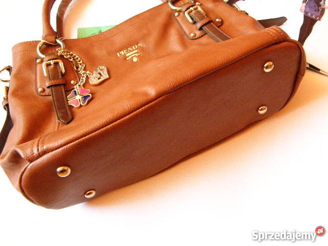 PRADA MILANO TORBA LISTONOSZKA ZŁOTE LOGO CAMEL Torby i torebki