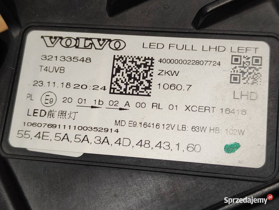 Lampa Full LED Lewy Przód Volvo XC60 II 32133548 osobowe Pleszew sprzedam