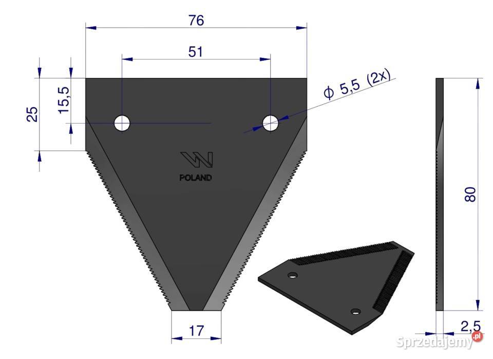Nóż Listwy Nożowej BIZON 20 WARYŃSKI 80x76x25 Solec Kujawski