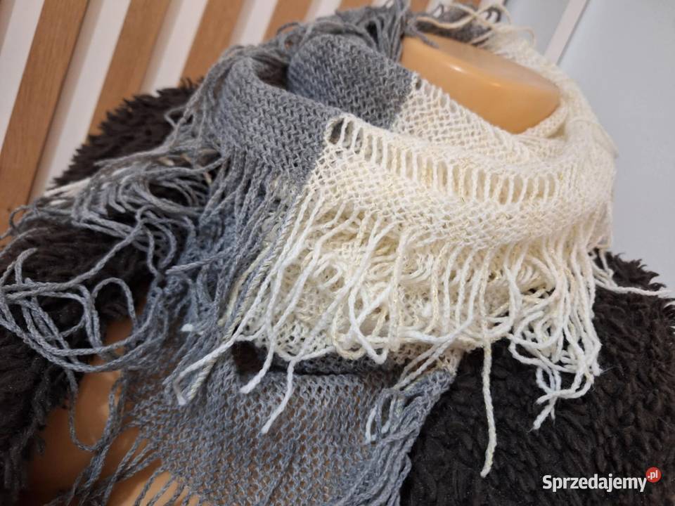 Szalo komin biało szary Braniewo sprzedam