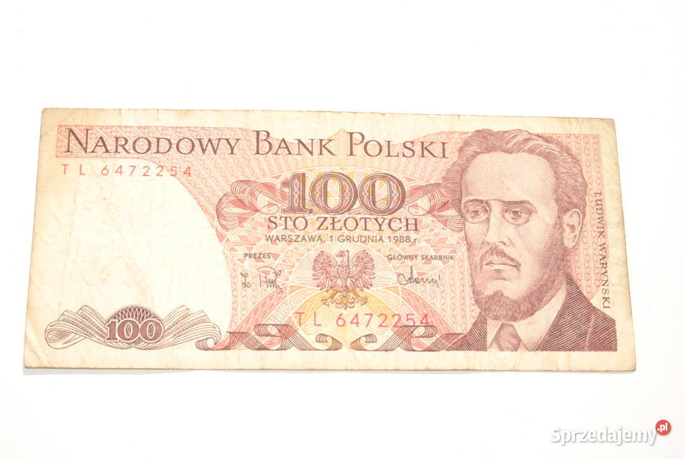 Stary banknot 100 złotych Waryński 1988 antyk Cieszyn