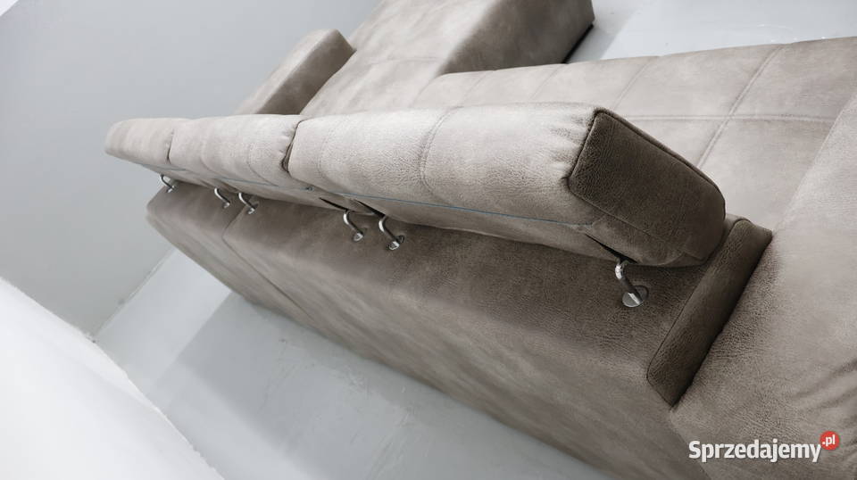 TOL Narożnik szary brązowa regulowane zagłowki 285cm Narożniki Poznań