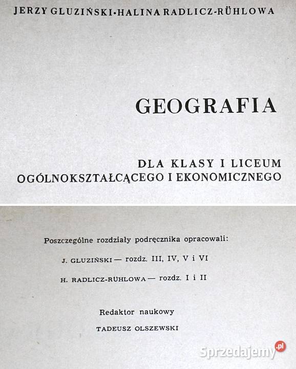 Geografia kl 1 LO J Gluziński H RadliczRuhlowa Rok wydania 1968 Chełm sprzedam