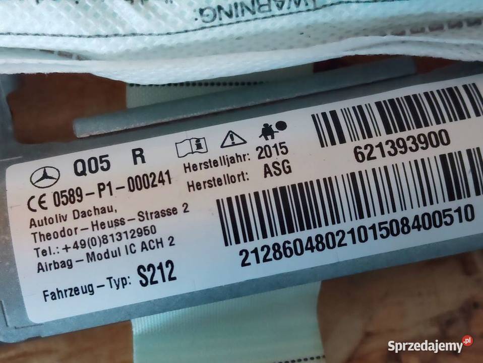Airbag Kurtyna Prawa Mercedes W212 Lift Kombi Pleszew