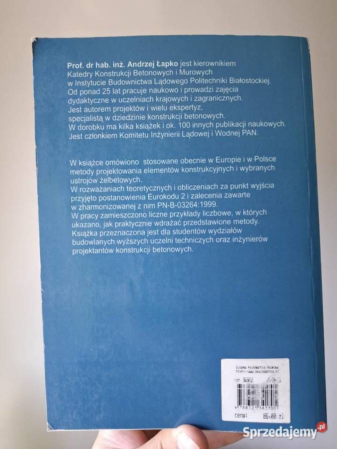 Projektowanie konstrukcji żelbetowych Łapko technika, nauki techniczne Kraków sprzedam