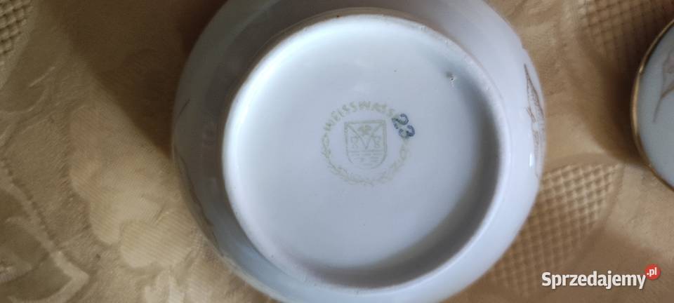 Mała cukiernica porcelana Weiswasser biel złoto Wrocław